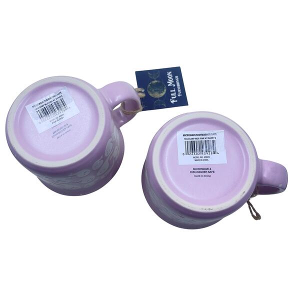 NWT Pink Ghost Mugs by Full Moon Furnishings - Set of Two - Camp - Matte - Picture 9 of 11